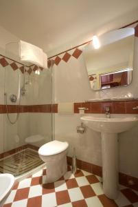 威尼斯阿尔雄酒店的一间带卫生间、水槽和镜子的浴室