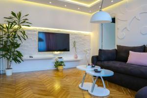 贝尔格莱德Apartment De Luna Belgrade的带沙发和电视的客厅