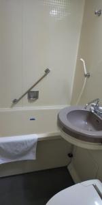 松山松山酒店的一间带水槽和卫生间的浴室
