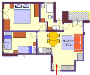 菲纳莱利古雷奥立佛蒂公寓式酒店的别墅的平面图,设有厨房