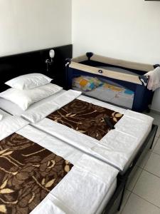 斯韦蒂·斯特凡Guest house Dragović的两张睡床彼此相邻,位于一个房间里