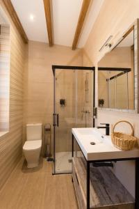 Ferreras de AbajoPosada Sierra de la Culebra的带淋浴、盥洗盆和卫生间的浴室