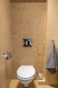 托伦Nest Comfort Toruń的瓷砖墙内带卫生间的浴室