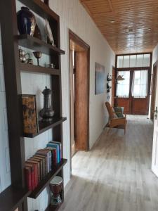 巴伦施泰特Alleeblick的客厅设有书架和书架