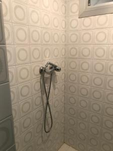 CamarasaHostal Casiano Camarasa的浴室内带软管的淋浴