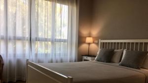 瓦伦西亚MD现代酒店 - 花园的一间卧室设有一张床和一个大窗户