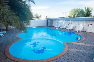 班克鲁特班克鲁特纳尼查度假酒店的游泳池,水中有两个海豚