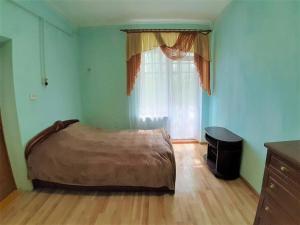 KalushЗатишна квартира в центрі Калуша的一间卧室设有一张大床和一个窗户。
