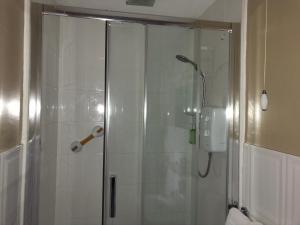 巴洛赫Woodvale的浴室里设有玻璃门淋浴