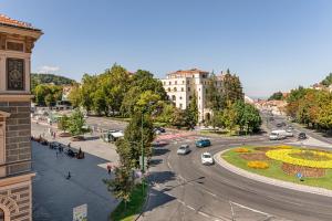 布拉索夫Palazzo Brașov的城市空中与街道景观