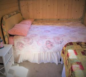 SudburyRum Bridge Gypsy 'Rose'的卧室配有一张床,床头柜位于床边。