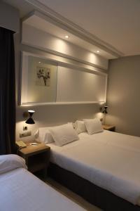 巴利亚多利德奥里德酒店的配有2盏灯的酒店客房的2张床