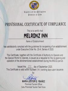 奥斯洛布Melronz inn的合格证书合格证书