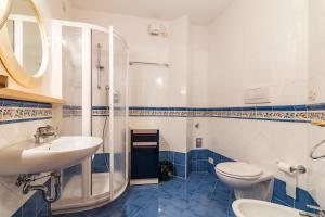 摩德纳迪-坎皮格里奥Hotel Bonapace ***S的一间带水槽、淋浴和卫生间的浴室
