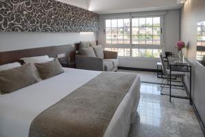 圣塞瓦斯蒂安阿维尼达酒店的一间带大床的卧室和一间客厅
