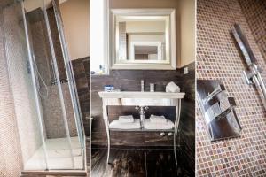 阿拉西奥莎沃丽雅酒店的浴室的两张照片,配有水槽和淋浴