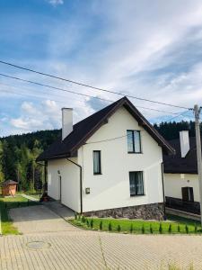 斯基希德尼萨Belvedere-Karpaty的黑色屋顶的白色房子