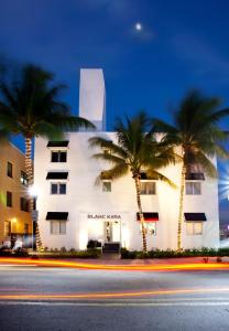 迈阿密海滩布朗卡拉旅馆 - 仅限成人的街道前方有棕榈树的建筑