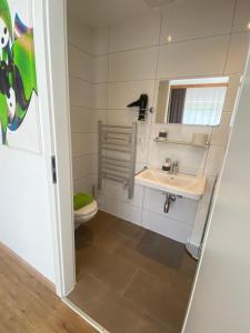 RoppenPension Alpina的一间带水槽和卫生间的浴室