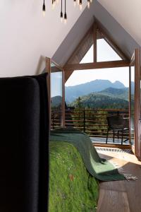 扎科帕内Green Deer Premium的一间卧室设有一张床和一个大窗户