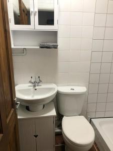 伦敦Double Room with Private Bathroom in a 2-bedrooms house的一间带卫生间和水槽的浴室