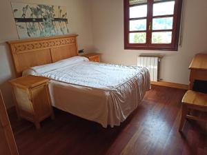Güeñeshotel gueñes的一间卧室设有一张大床和一个窗户。