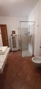 卡莫利Collina e mare的带淋浴、卫生间和盥洗盆的浴室