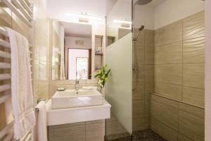 圣胡安包蒂斯塔坎佩雷索德农场酒店的一间带水槽和淋浴的浴室