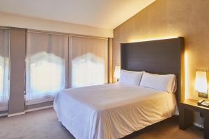 杜兰戈Silken Gran hotel Durango的卧室设有一张白色大床和一扇窗户。