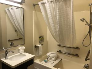 格林维尔Candlewood Suites Greenville NC, an IHG Hotel的一间带水槽和淋浴的浴室