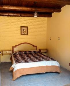 米纳斯Social-Club La Cueva的卧室设有一张黄色墙壁上的大床