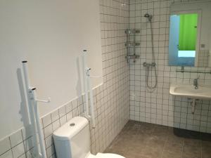 阿利坎特Chameleon Youth Hostel Alicante的一间带卫生间和水槽的浴室