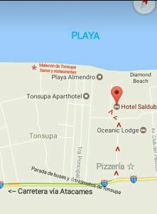 通苏帕Hotel Salduba的比萨地图,有红色标记