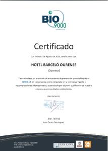 奥伦塞Barceló Ourense的生物证书网站的截图