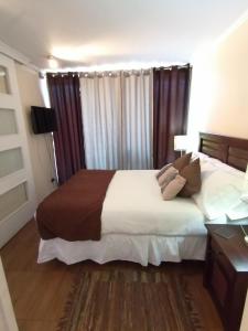 圣地亚哥阿莫布拉达斯蒙马特普罗维登公寓的一间卧室配有一张大床和一张书桌