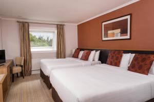 纽敦纳兹斯特兰福德纹章酒店的酒店客房设有两张床和电视。