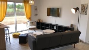 沙斯讷伊迪普瓦图La Casita的带沙发和电视的客厅