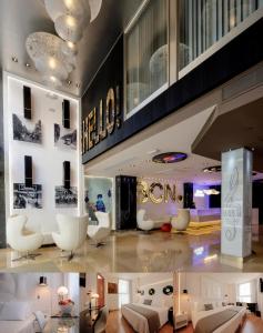 巴塞罗那埃文尼亚罗卡福特酒店的大楼内客厅配有沙发和椅子
