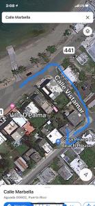 阿瓜达Casa Peace Haven Beach House Aguada的城市地图,有街道和建筑