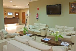 洛斯巴里奥斯坎波直布罗陀巴里奥斯智选假日酒店的带沙发和平面电视的客厅