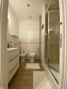 罗马Lovely Nights Rome - Luxury rooms的一间带卫生间和玻璃淋浴间的浴室