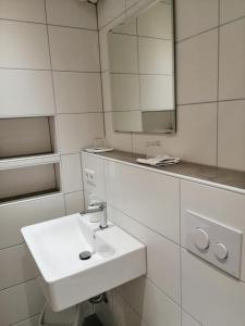 施特根雷克伯格酒店的白色的浴室设有水槽和镜子