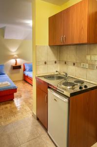 科拉欣Apartments Mery的厨房配有水槽和炉灶 顶部烤箱