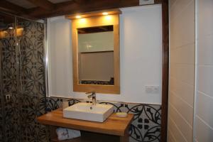 BarantesO Muiño Casa Ferrador Ribeira Sacra的一间带水槽和镜子的浴室