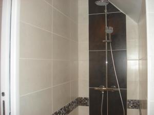 桑泰克提毕昂木布勒酒店的浴室里设有玻璃门淋浴