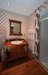 布鲁瓦la Forge du Roy的一间带水槽和镜子的浴室