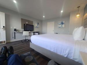 奥兰治贝斯特韦斯特奥兰治广场酒店的卧室配有一张白色大床和一张书桌