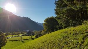施蒂利亚州毛特恩迈尔家庭旅馆的绿山,阳光照耀着