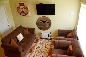 蒙特港Cabañas Fonck的客厅配有2张沙发和1台平面电视