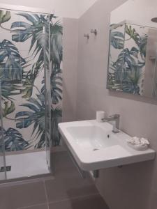 维博瓦伦蒂亚码头SARACENO HOTEL的一间带水槽和淋浴的浴室